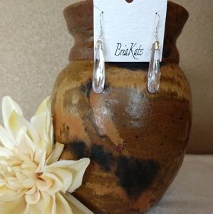 Long Clear Quartz Gemstone Silver Earrings